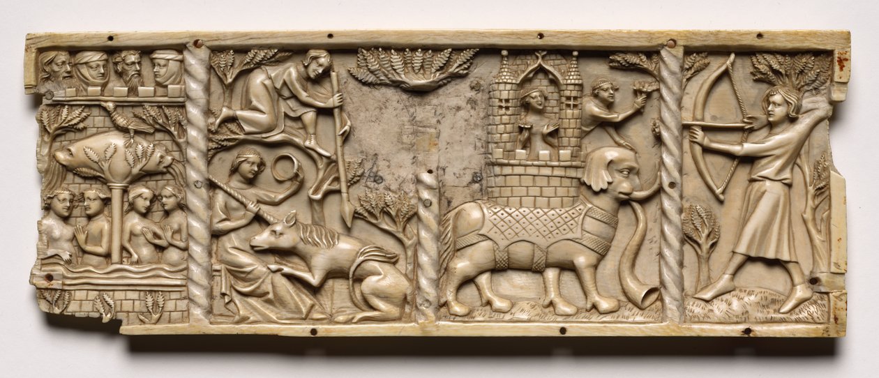 Panel from a Casket with Scenes from Courtly Romances by Unbekannt