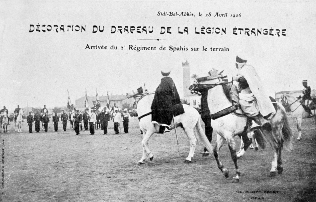 Parading of the flag of the French Foreign Legion, Sidi Bel Abbes, Algeria, 28 April 1906 by Unbekannt