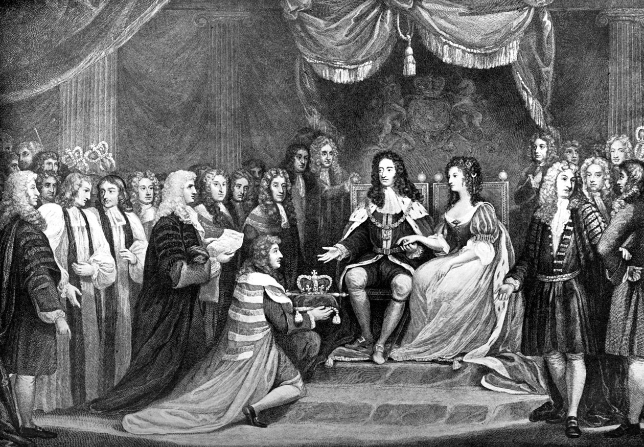 Parliament Offering the Crown to William and Mary, 1689, late 18th century by Unbekannt