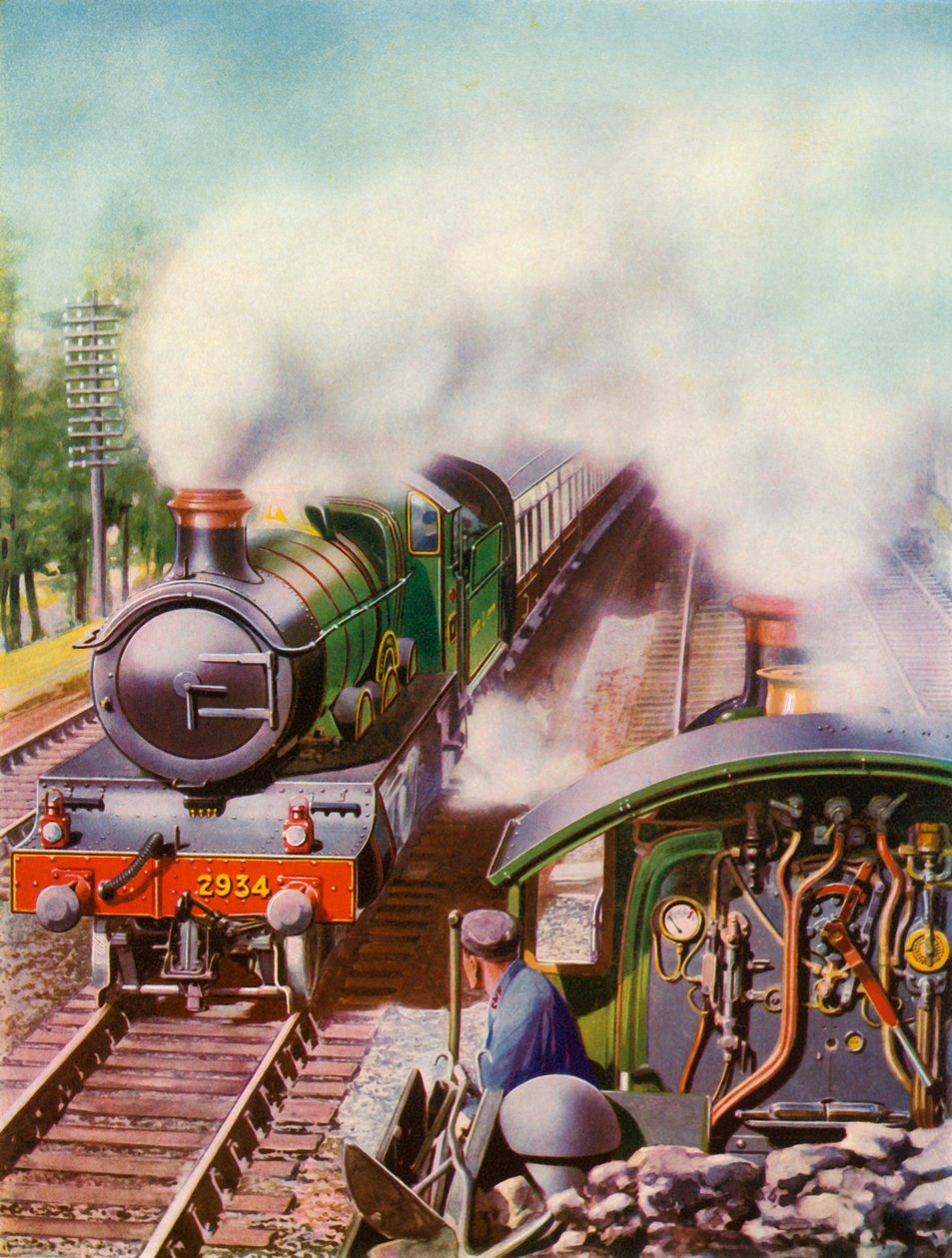 Passing at Speed. An unusual view from the tender of a goods engine by Unbekannt