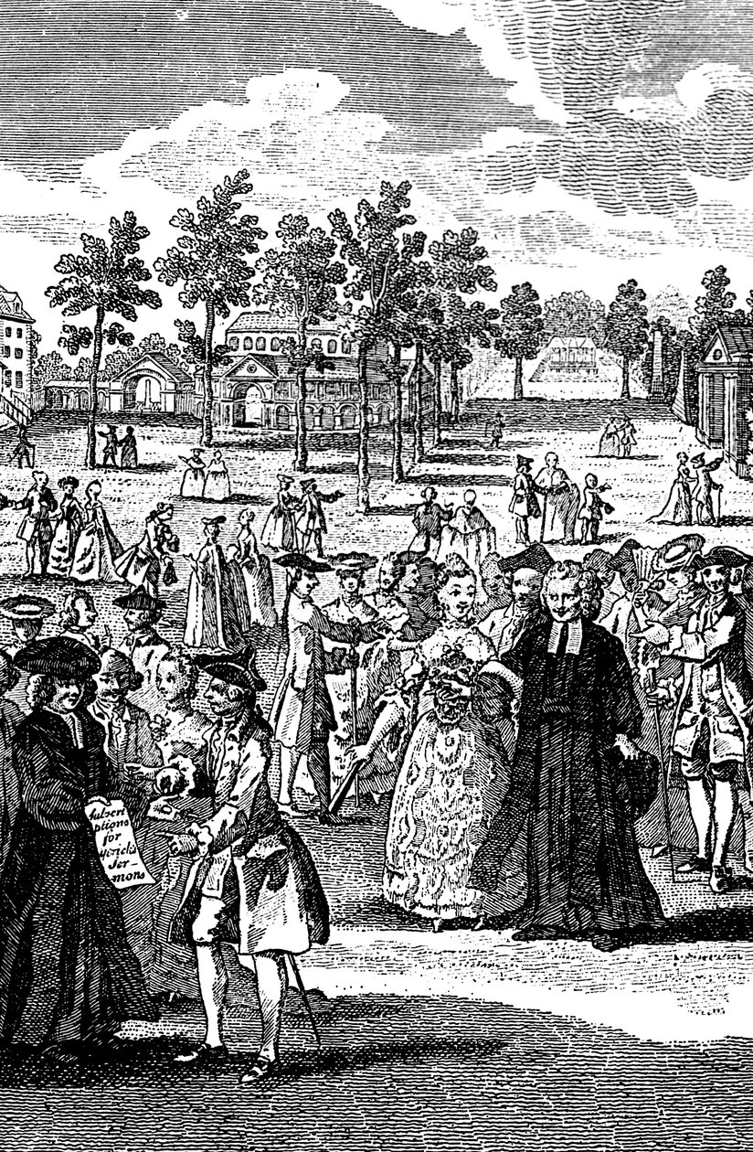 People in the gardens of a stately home, 18th century by Unbekannt