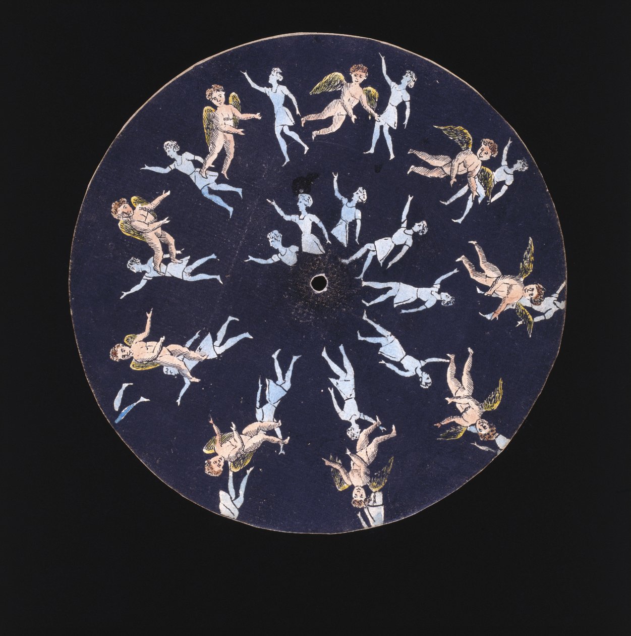 Phenakistiscope disc showing a cupid and two girls, c 1830 by Unbekannt