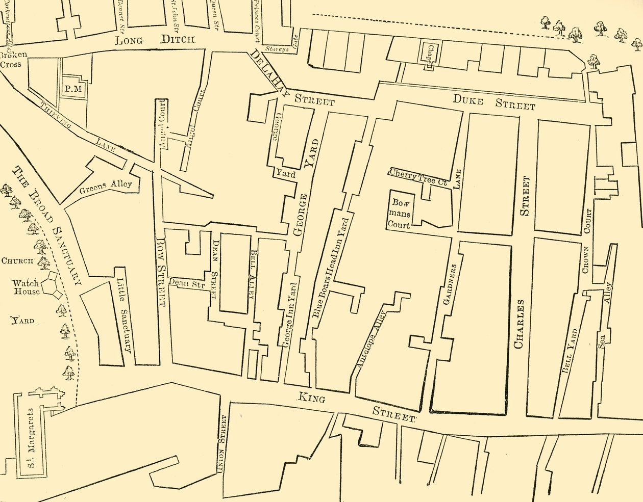 Plan of a Portion of Westminster Before the Erection of Great George Street by Unbekannt