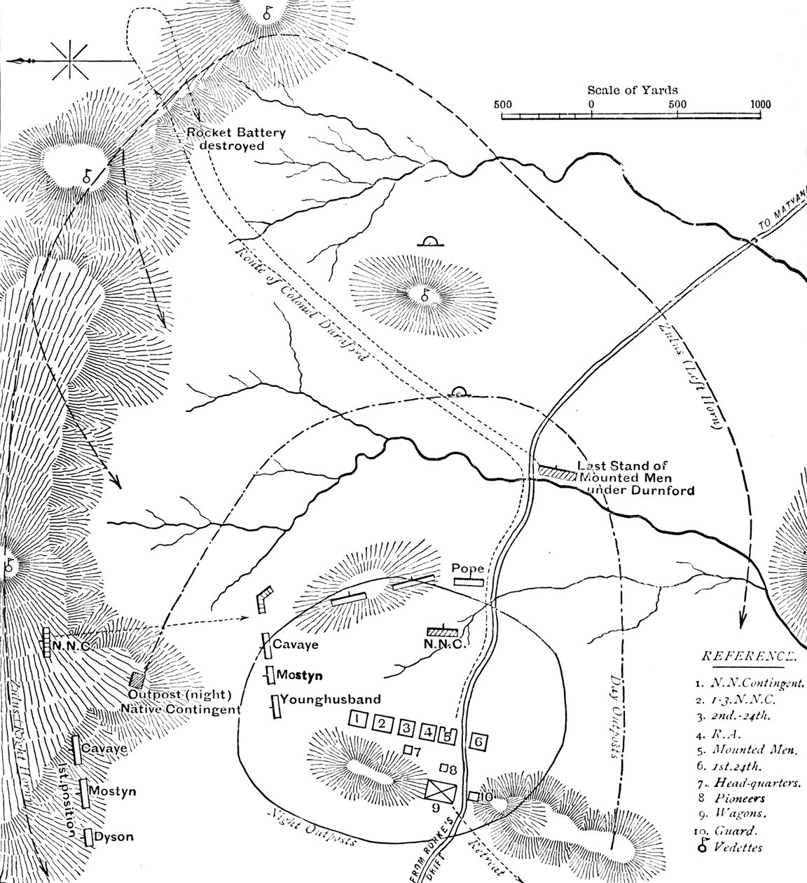 Plan of the Battle of Isandhlwana, Jan. 22, 1879, c. 1880 by Unbekannt