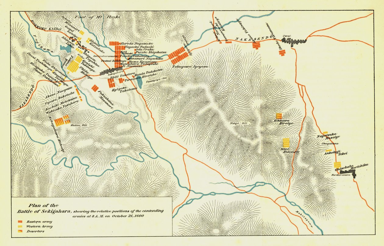 Plan of the Battle of Sekigahara, October 21st 1600 by Unbekannt