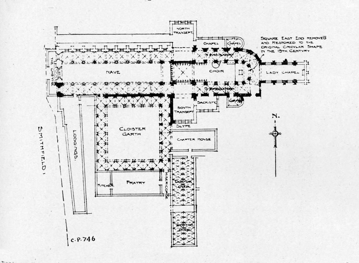 Plan of the Priory Church of St Bartholomew-the-Great, London, 1906 by Unbekannt