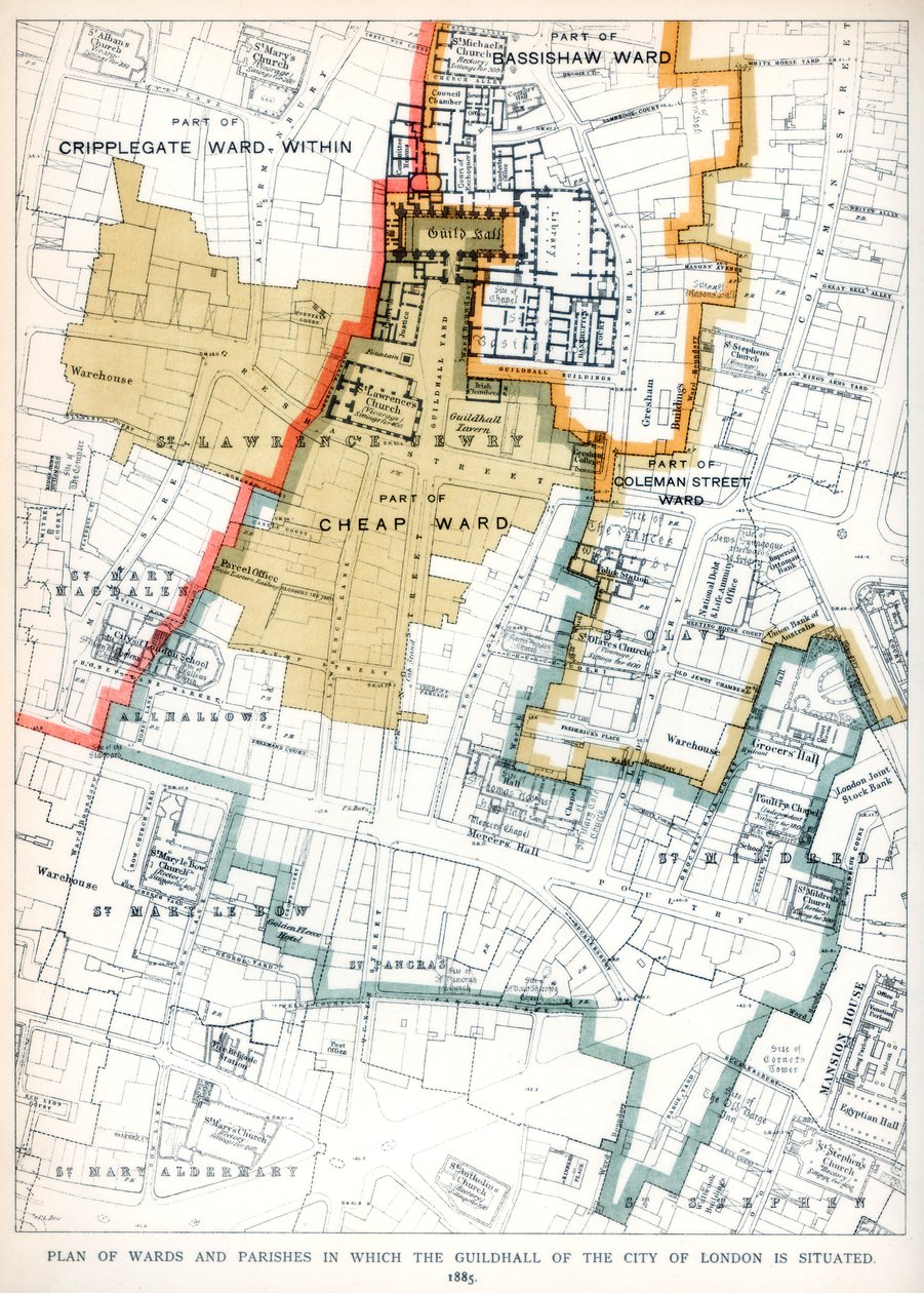 Plan of the Wards and Parishes in Which the Guildhall of the City of London is Situated by Unbekannt