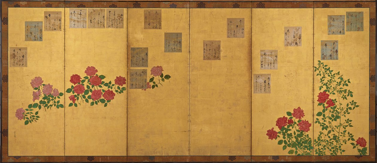 Poem Papers and Roses, Edo Period, 1615-1868 by Unbekannt
