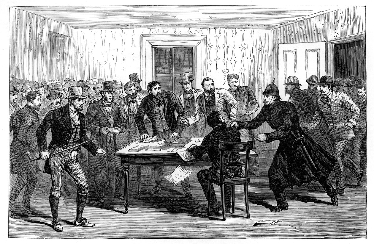 Police Raid on the National Rent Offices at Loughrea, Ireland, 1887 by Unbekannt
