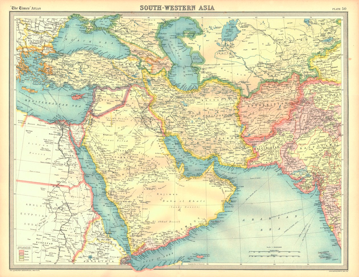 Political Map of South Western Asia by Unbekannt