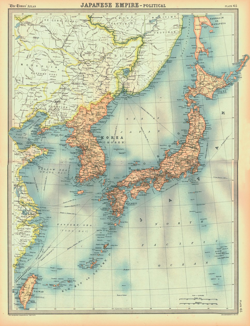 Political Map of the Japanese Empire, Early 20th Century by Unbekannt
