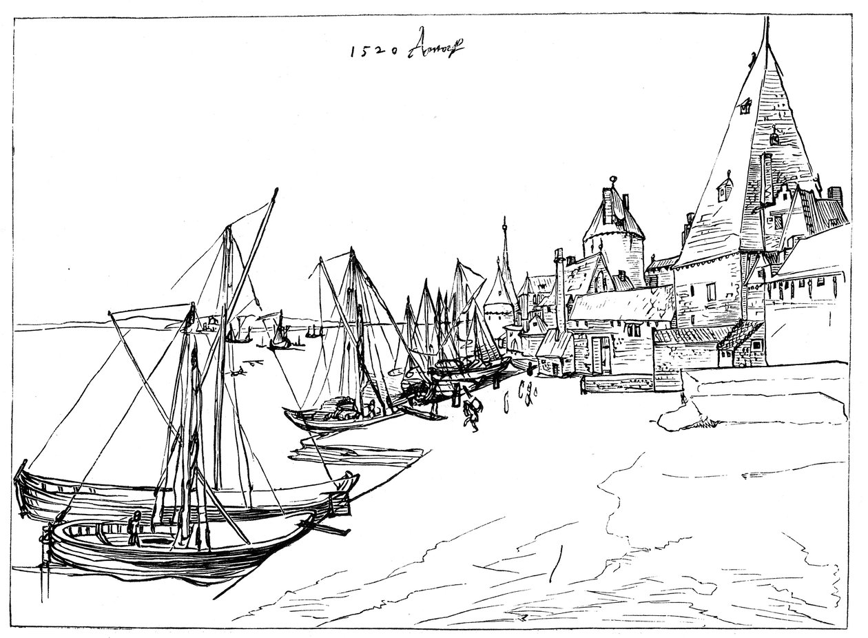 Port of Antwerp in 1520 by Unbekannt