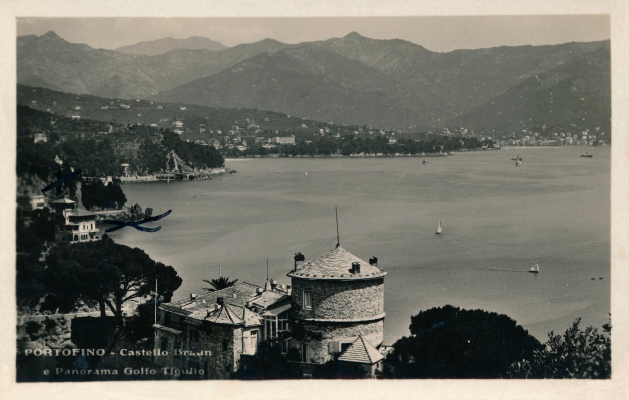 Castello Brown and Panorama of Tigullio Gulf, Portofino by Unbekannt