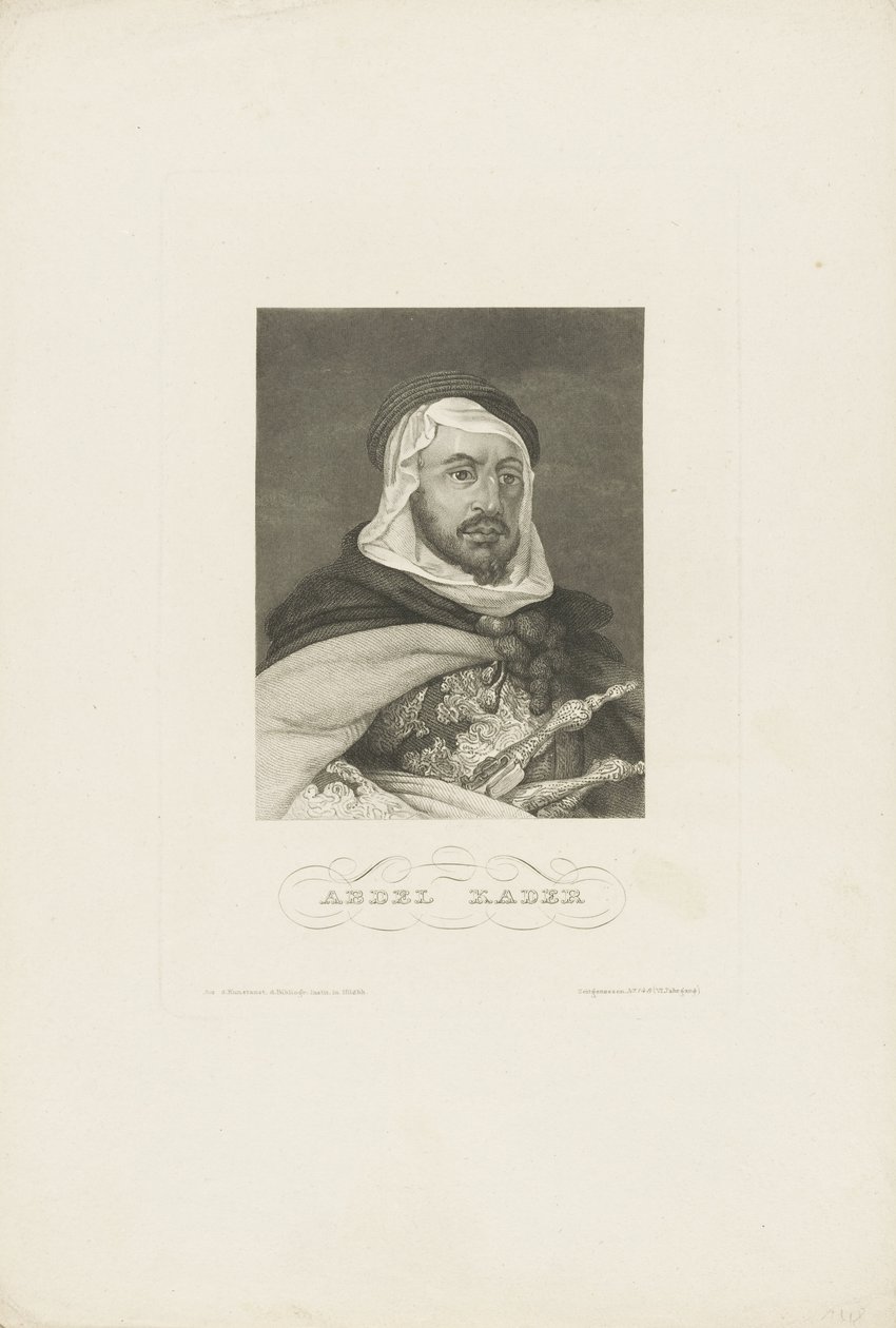 Portrait of Abdelkader ibn Muhieddine by Unbekannt
