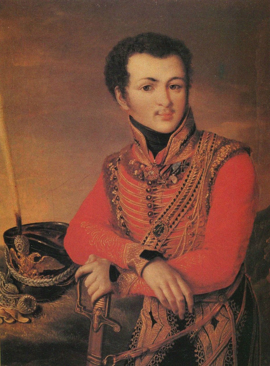 Portrait of Artemy Lazarev, Staff ride master of the Life-Guards Hussar Regiment, 1820s by Unbekannt