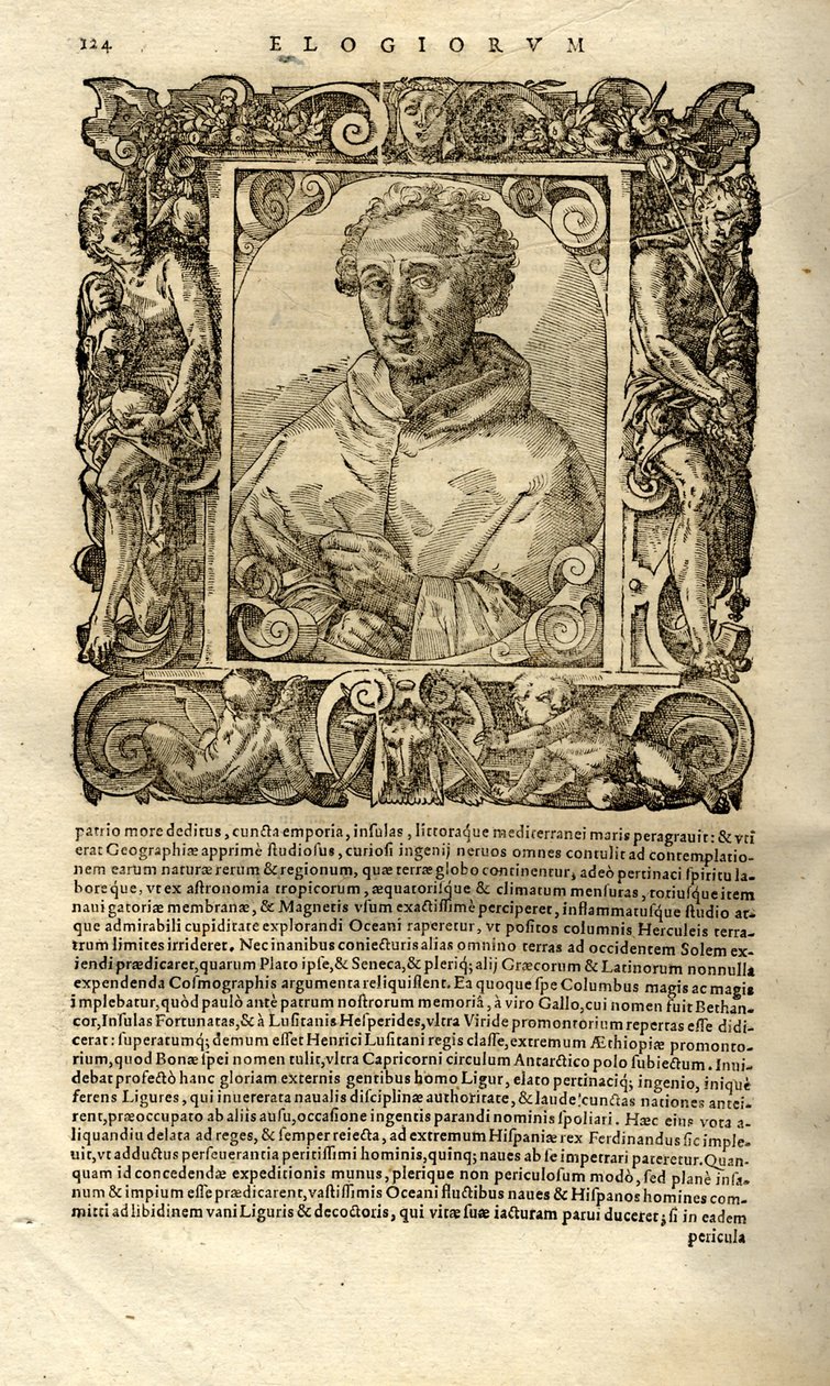 Portrait of Christopher Columbus. From Elogia virorum bellica virtute illustrium by Paolo Giovio by Unbekannt