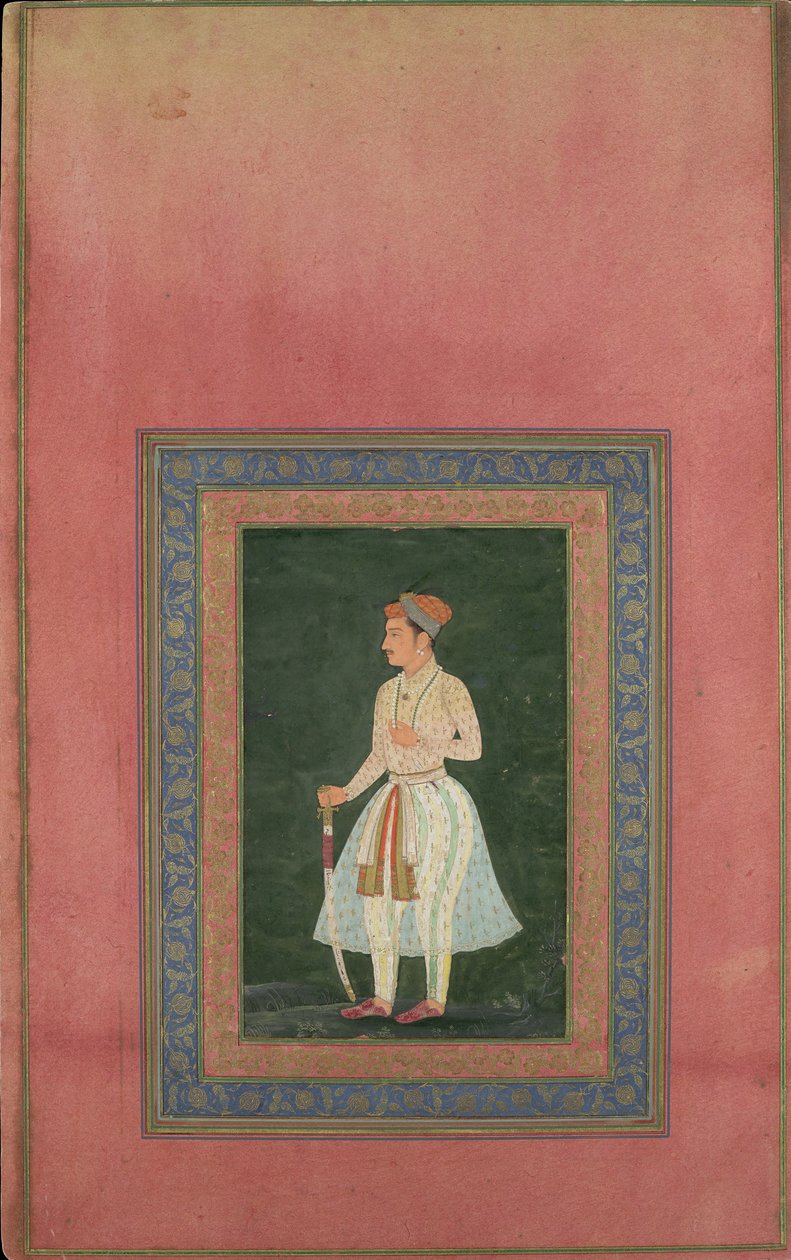 Portrait of a Noble in Gauzy White Costume, Folio from the Davis Album by Unbekannt