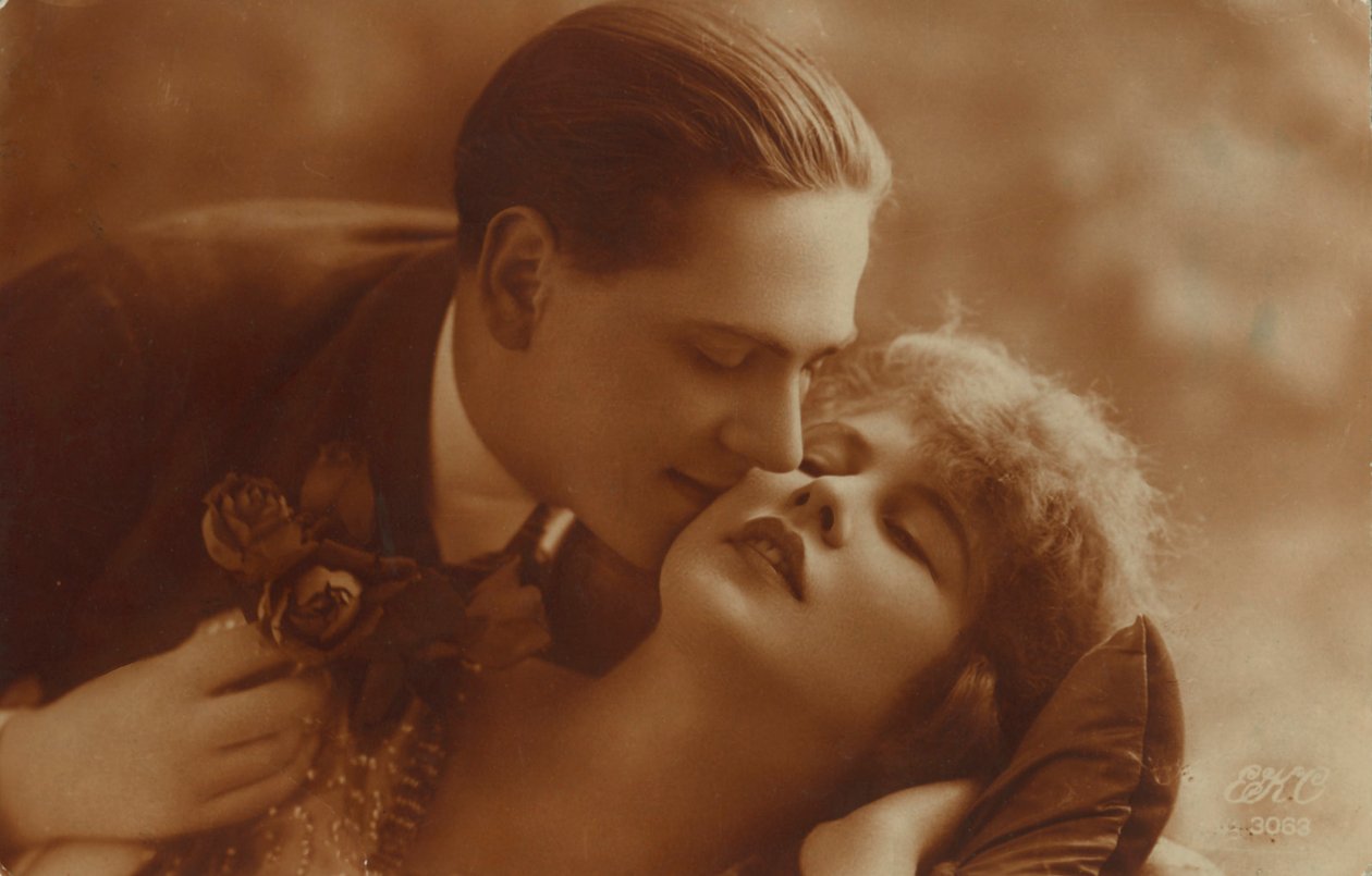 Postcard of Romantic Vintage Couple, in Sepia by Unbekannt