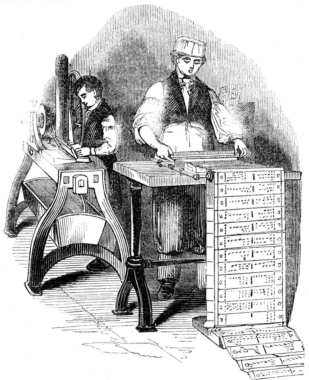 Preparing punched cards for a Jacquard loom, 1844 by Unbekannt