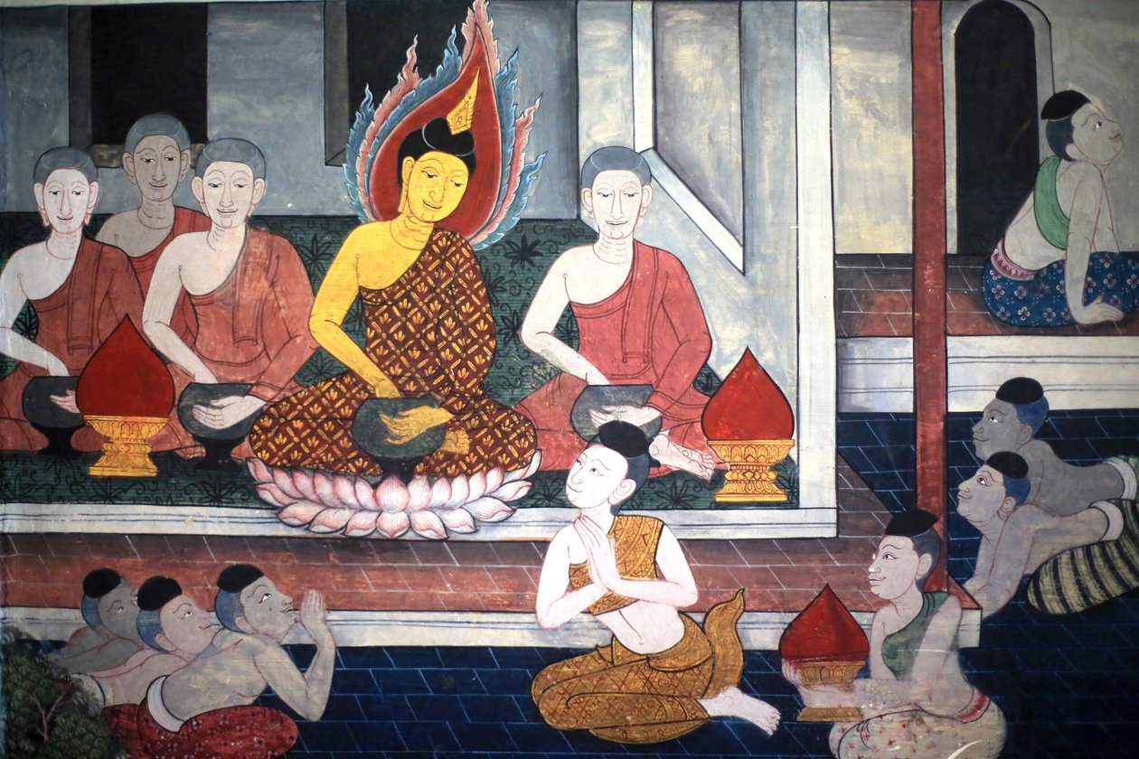 Prince Rama: Mural Detail on Inner Walls of the Vihara from the Era of King Rama III Depicting the Ramakian, Wat Pho - Wat Phra Chettuphon, 1788, Bangkok, Thailand by Unbekannt