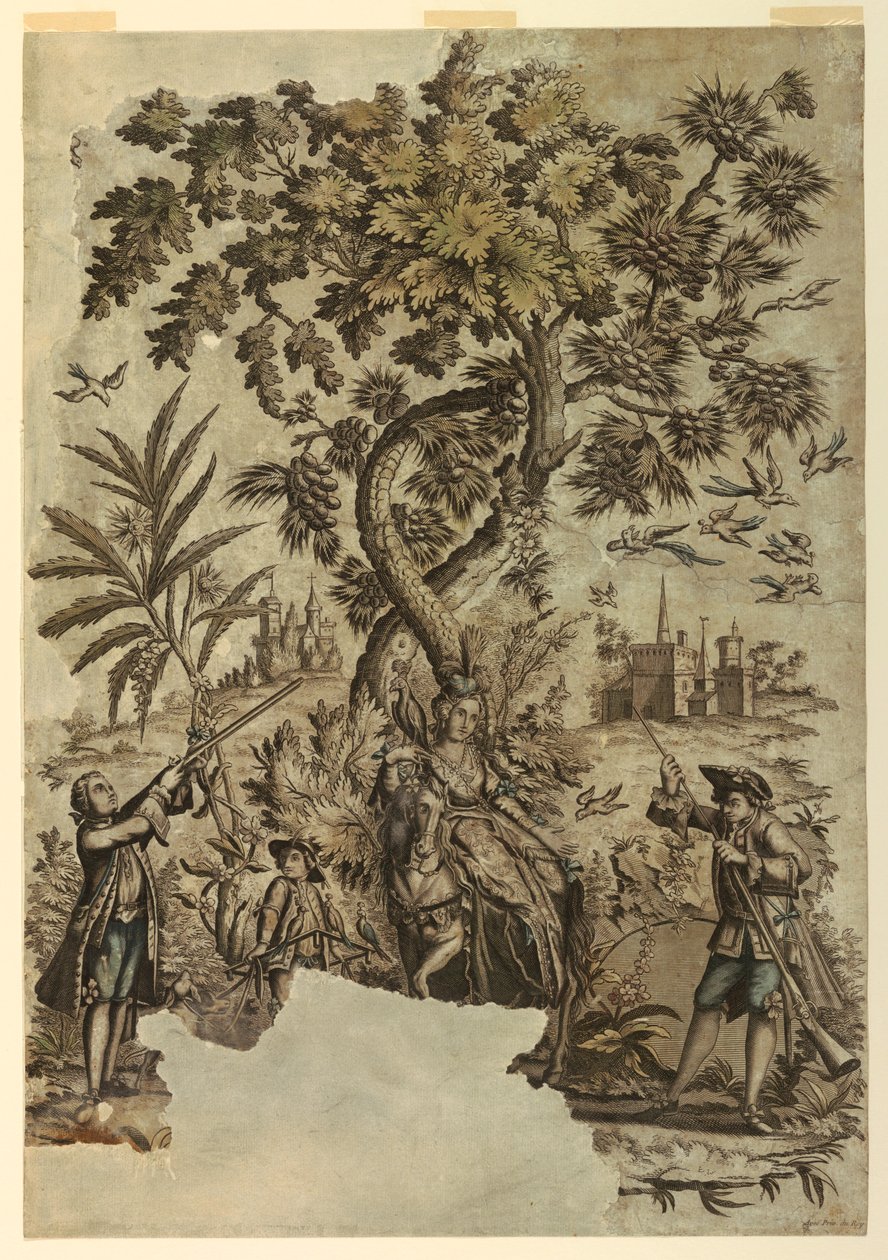 Print, Bird Hunt, 1730-50 by Unbekannt