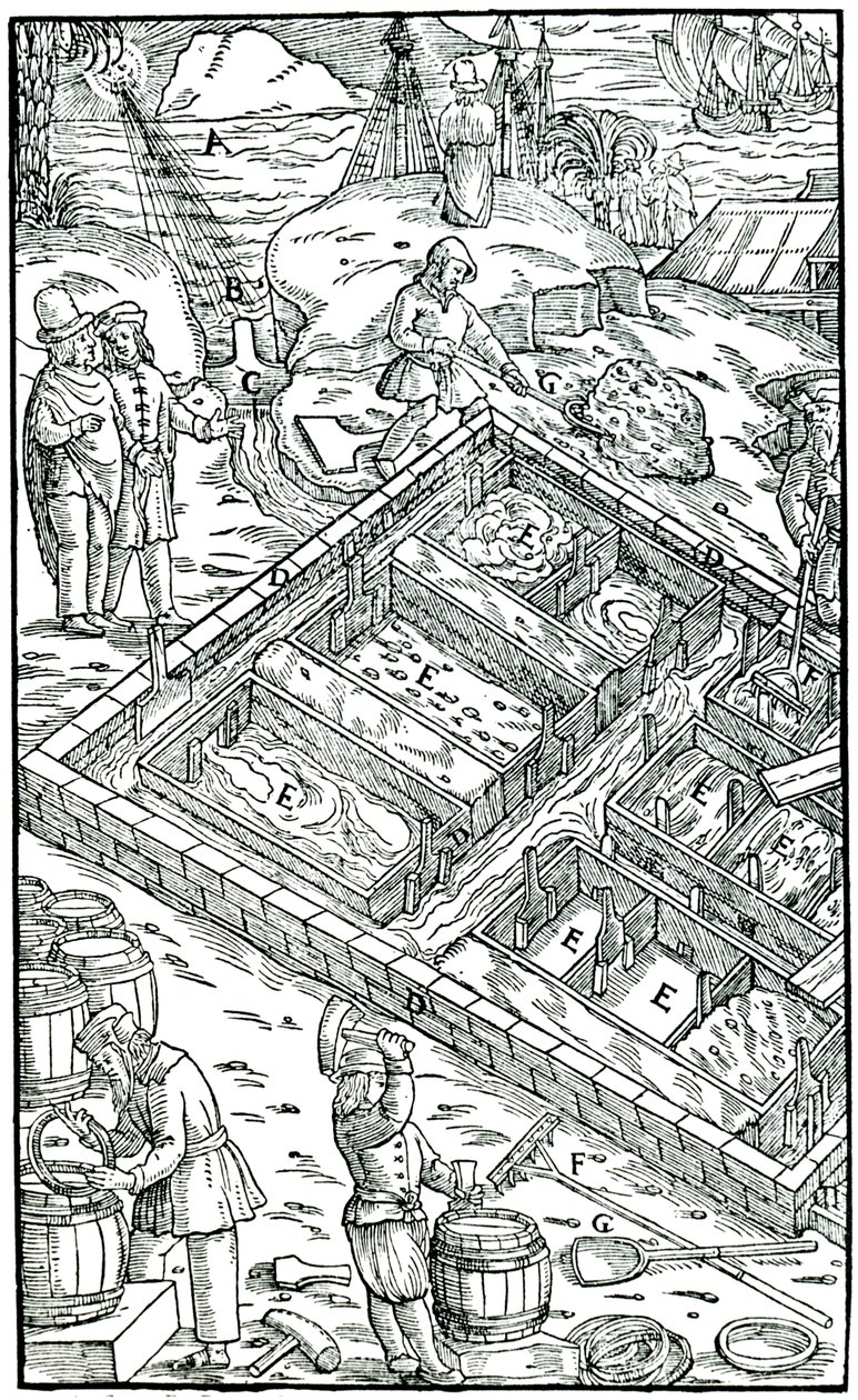 Producing Salt by Evaporating Sea Water in Salt Pans by Unbekannt