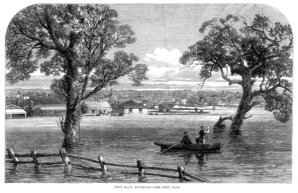 Punt Road, Richmond - Floods at Melbourne, Australia, 1864 by Unbekannt