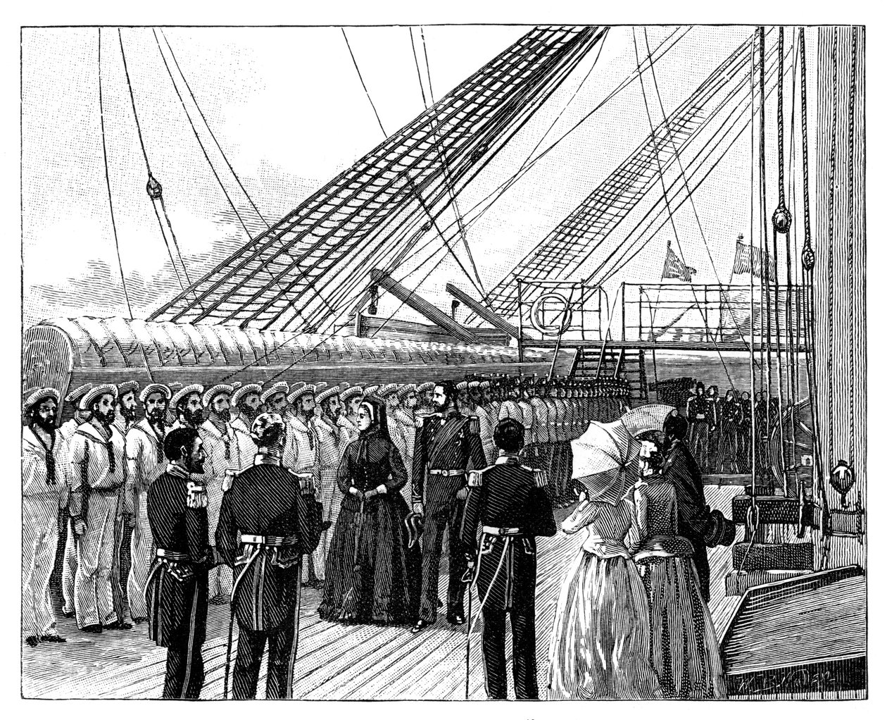 Queen Victoria inspecting HMS Galatea, Osborne Bay by Unbekannt