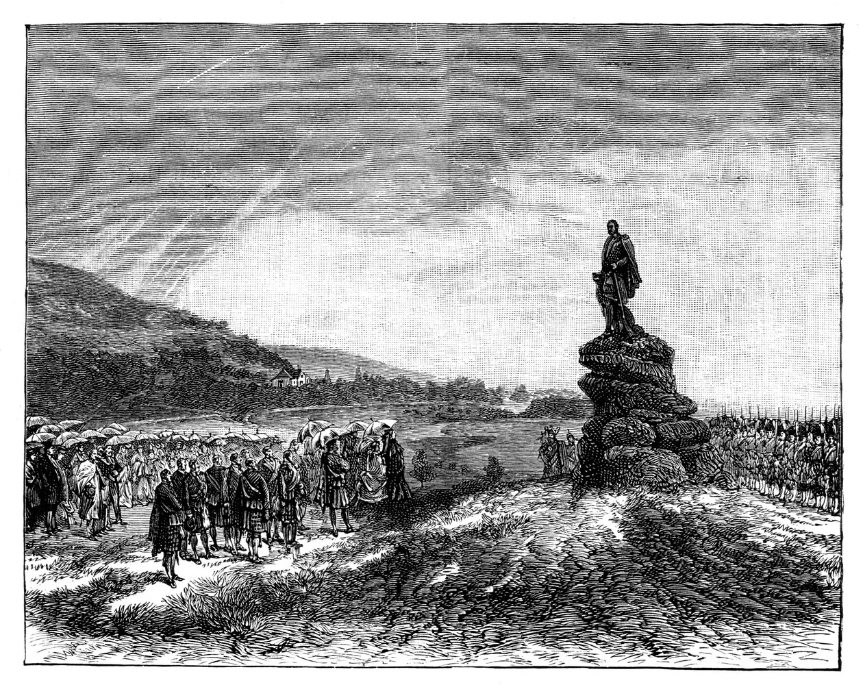 Queen Victoria unveiling a statue of Prince Albert at Balmoral, Scotland by Unbekannt
