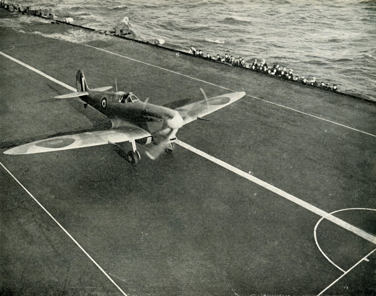 RAF Spitfire on the Deck of an Aircraft Carrier on its Way to Malta, World War II by Unbekannt