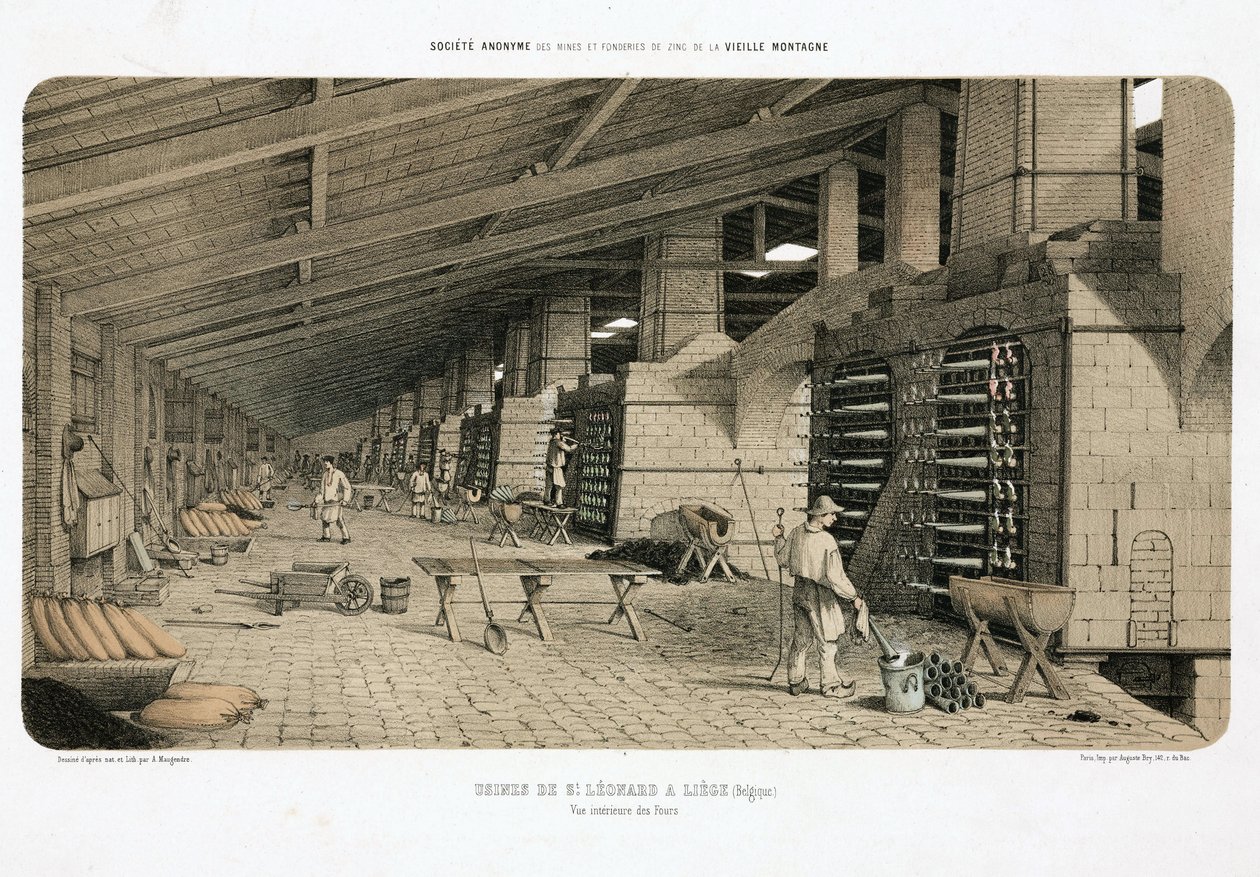 Raw Materials Processing, Metallurgy Furnaces at the Zinc Works, St Leonard, Liege, Belgium by Unbekannt