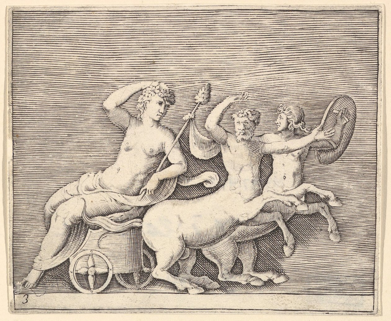 Reclining Female Figure on a Chariot drawn by Two Centaurs by Unbekannt