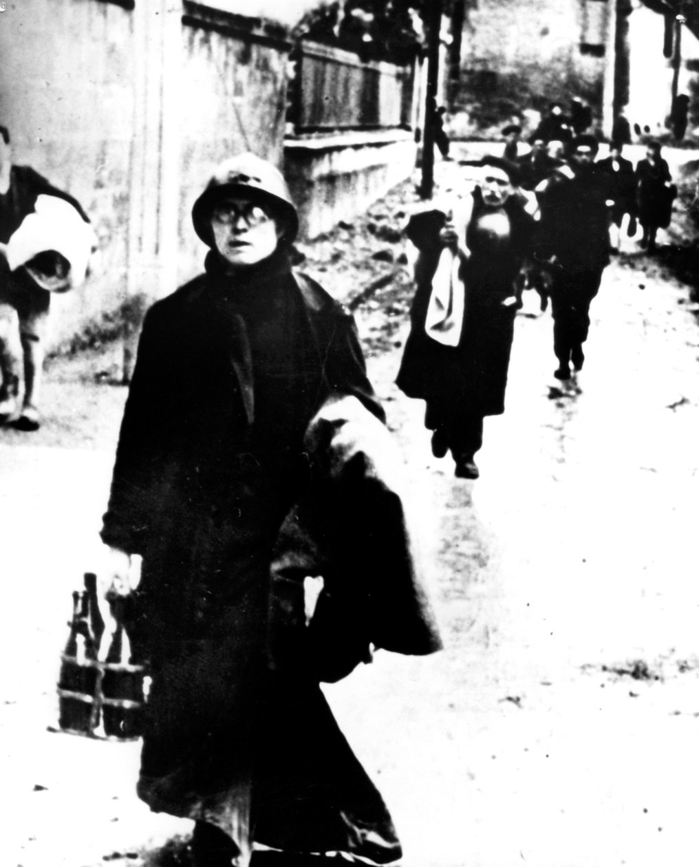Refugees Leaving a Normandy Town, France, World War II, 1940-1944 by Unbekannt