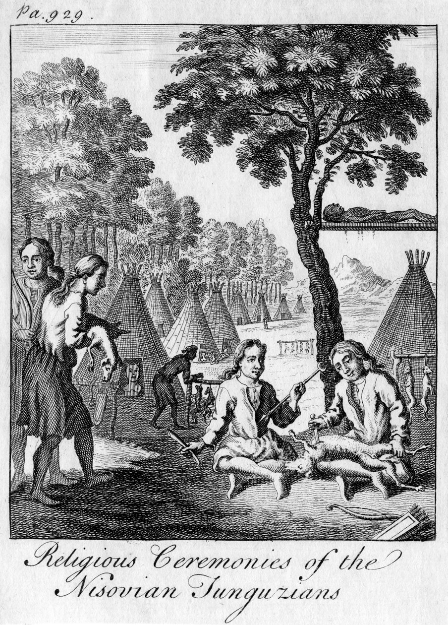 Religious Ceremonies of the Nisovian Tunguzians, c. 1748 by Unbekannt