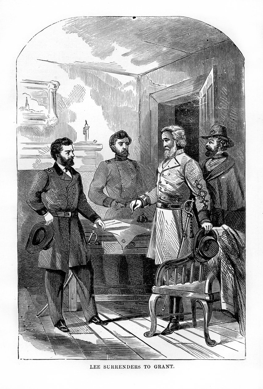 Robert E Lee surrenders to Ulysses S Grant, 9 April 1865 by Unbekannt