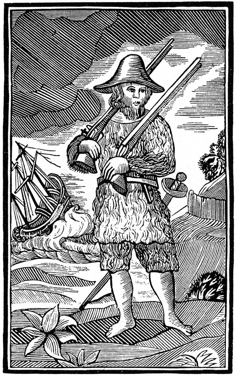 Robinson Crusoe, chapbook cut, 18th century 1964 by Unbekannt