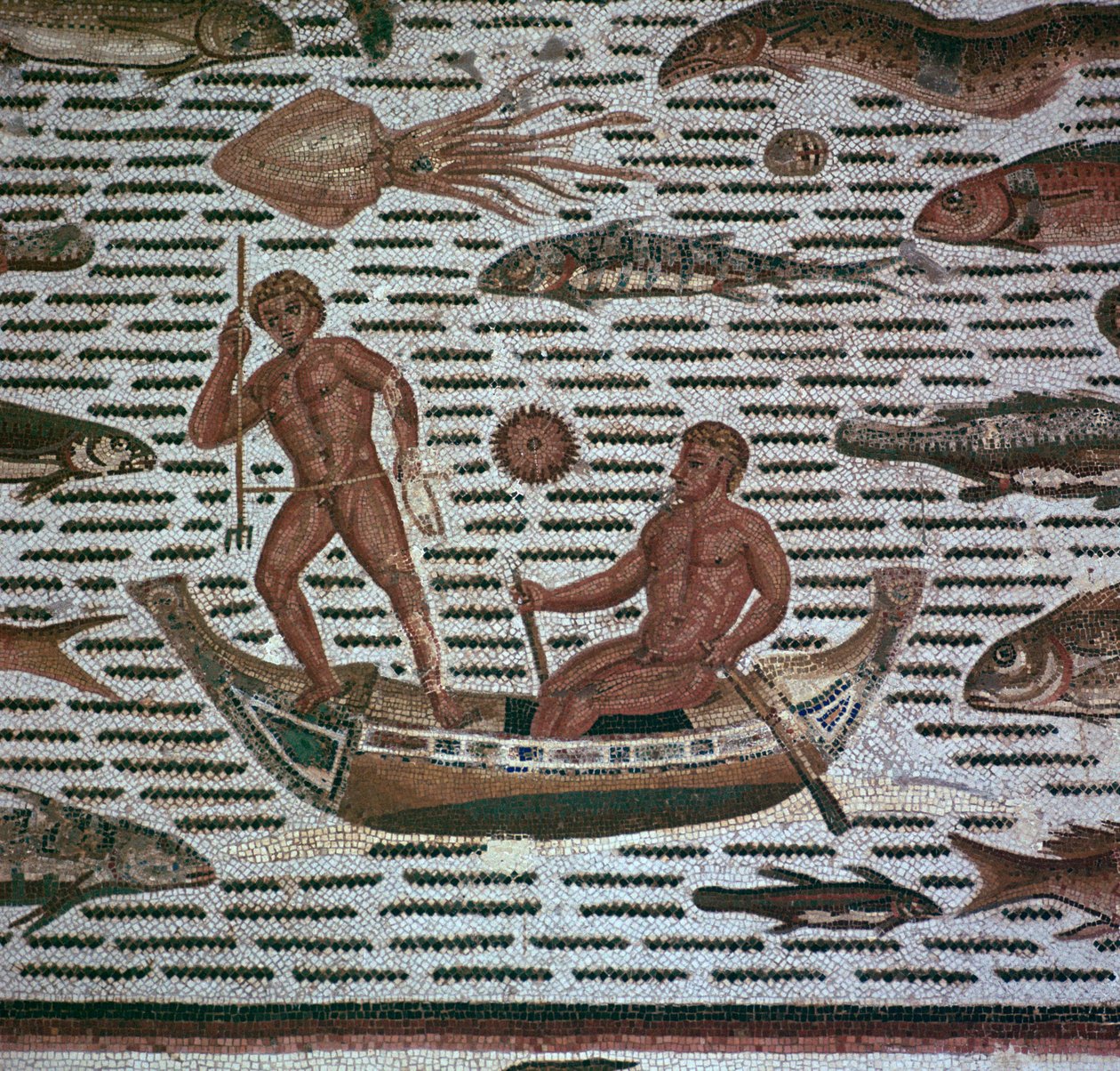 Roman Mosaic of Men Fishing by Unbekannt