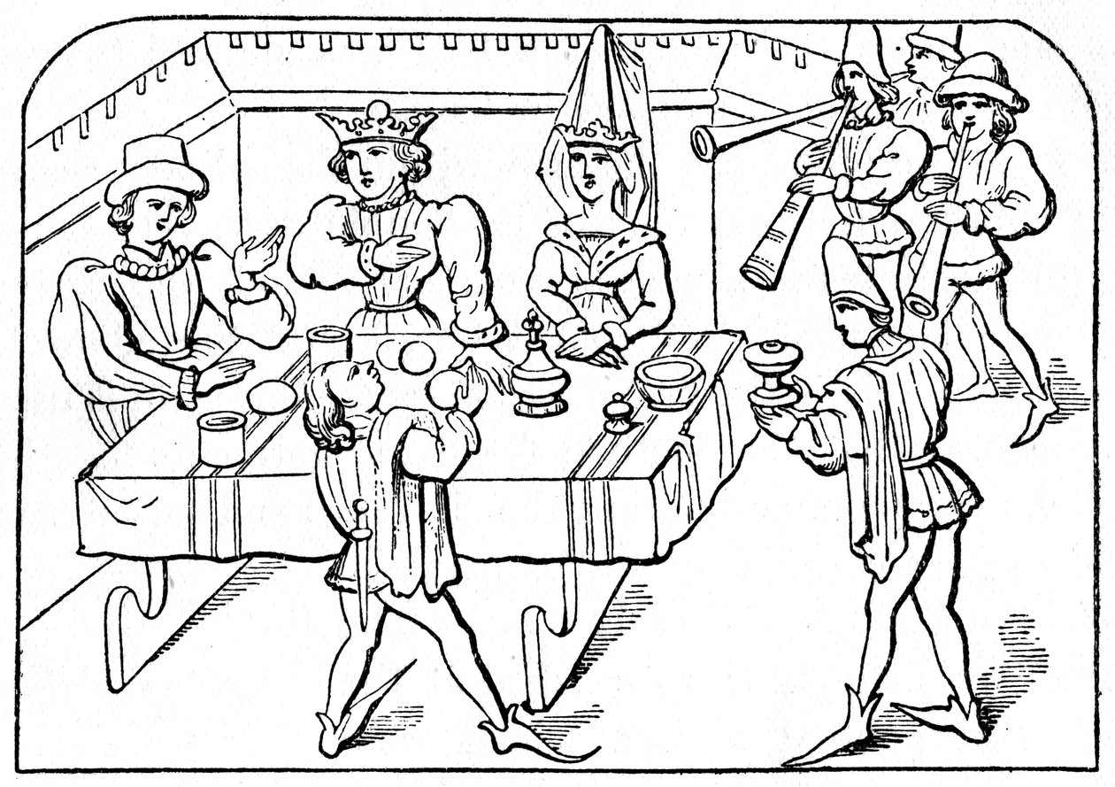 Royal Banquet, 15th Century, 1910 by Unbekannt