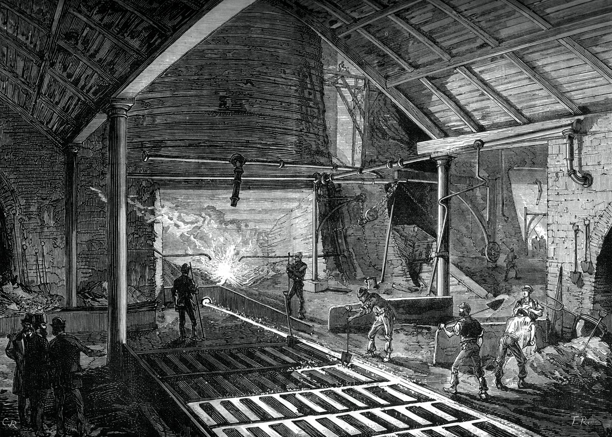 Running the molten iron into the pigs, c1880 by Unbekannt