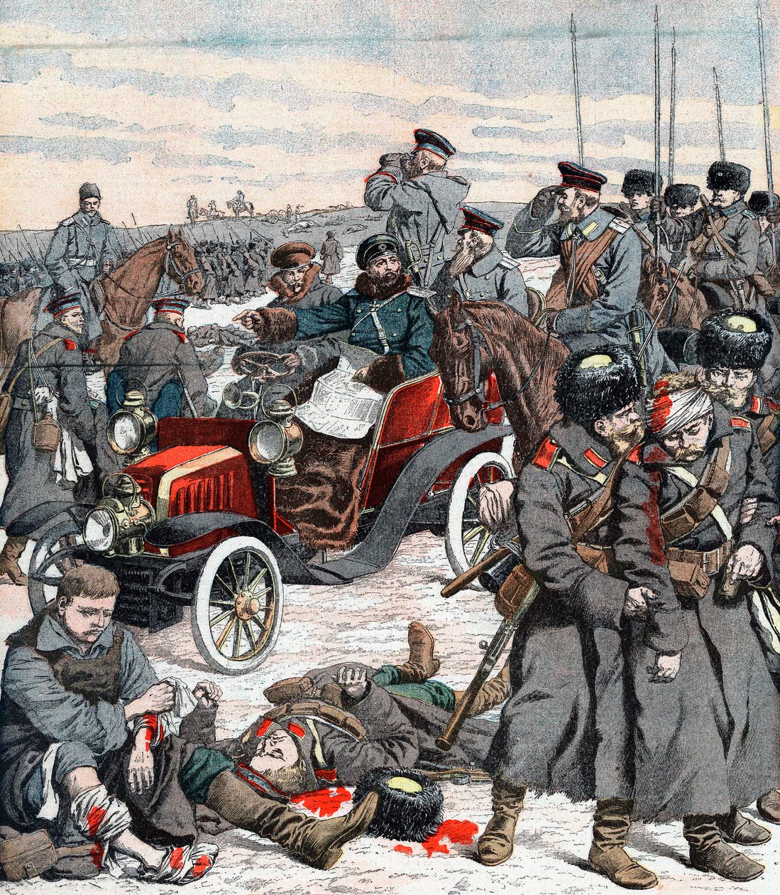 Russian General Directing the Campaign from His Car, Russo-Japanese War, 1904 by Unbekannt
