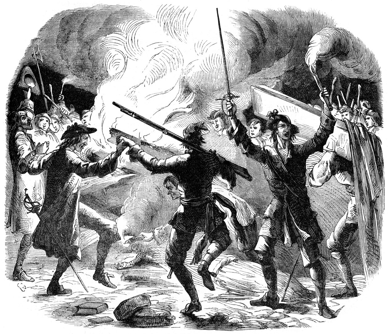 Sacheverel rioters destroying the furniture of the chapel near Lincolns Inn, London by Unbekannt