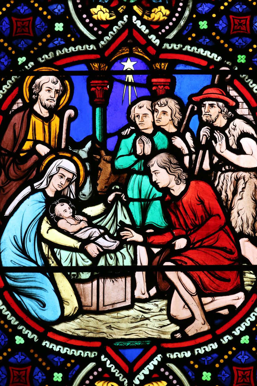 Sacred Heart Church, Stained Glass Window, The Nativity, Adoration of the Shepherds by Unbekannt