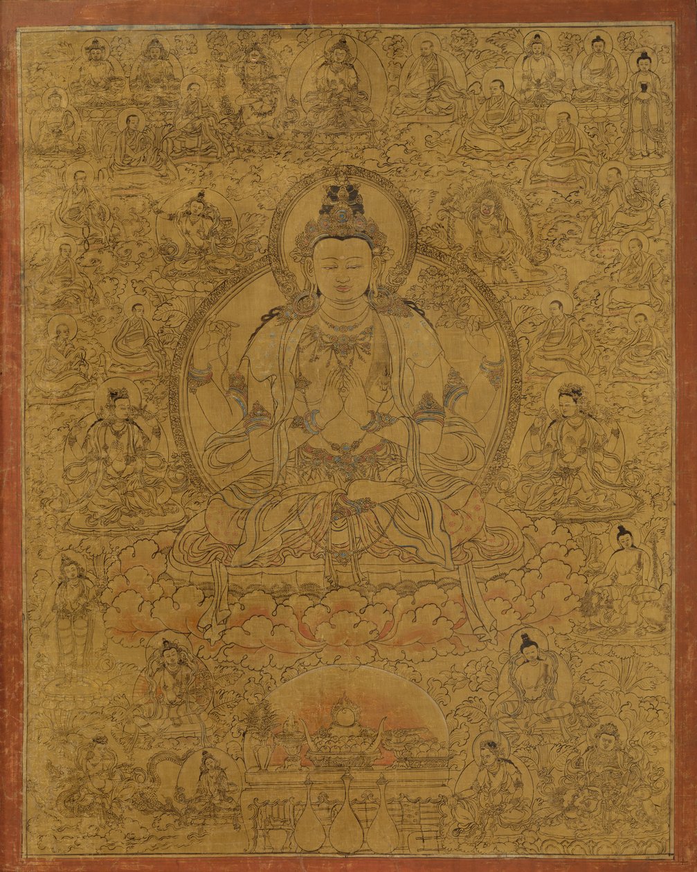 Sadaksari-Lokeshvara Surrounded by Manifestations and Monks by Unbekannt