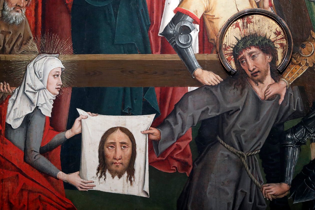 Saint-Pierre le Vieux Catholic Church, Christ in his Passion, The Veil of Veronica, Painting by Henri Lutzelman 15th century, Strasbourg, France by Unbekannt