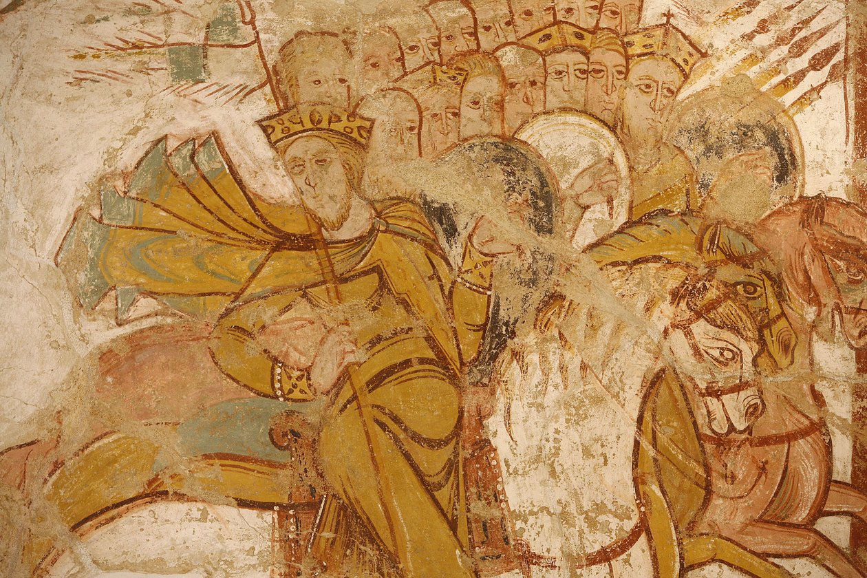 Saint-Savin abbey painting: Kings attacked by Abraham and his followers, Saint-Savin-sur-Gartempe, France by Unbekannt