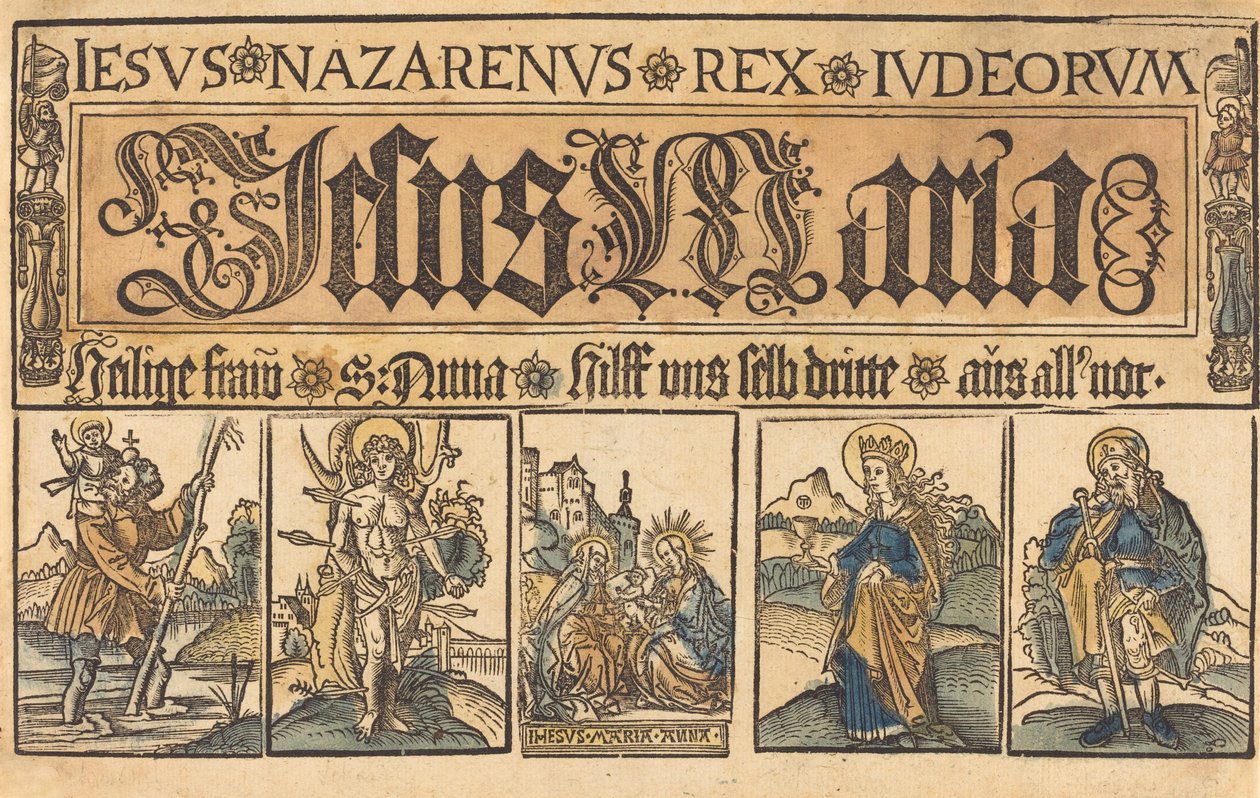 Saint Anne, The Madonna and Child and Saints Christopher, Sebastian, Clara... by Unbekannt