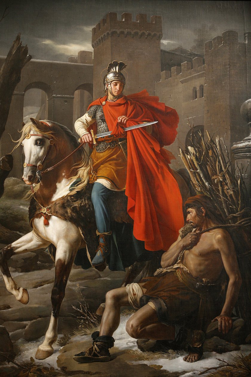 Saint Gatien cathedral painting: Saint Martin sharing his coat, Tours, France by Unbekannt
