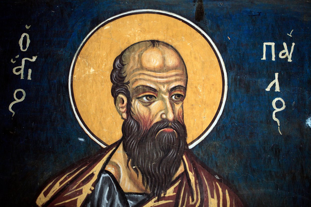 Saint Paul: Byzantine fresco from the 14th Century (1332) Nathex, south wall Phorbiotissa Virgin church, Asinou UNESCO site Troodos region, Cyprus by Unbekannt