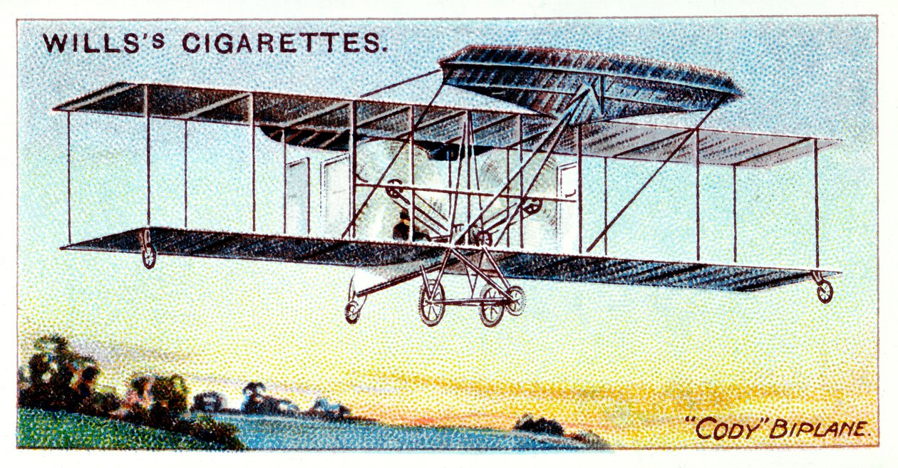 Samuel Franklin Cody, American-born British Aviator, Flying Cody Biplane c1909 by Unbekannt