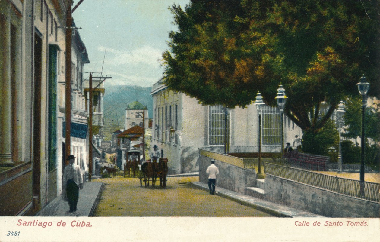 Santiago de Cuba - Calle de Santo Tomas, c1910 by Unbekannt